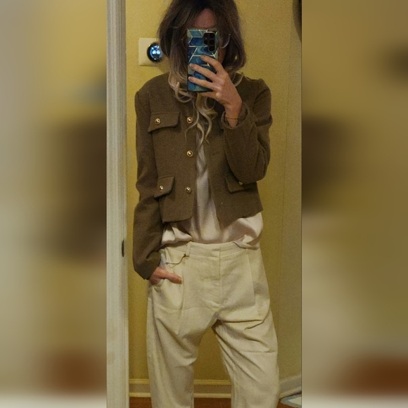 Zara Military Style Cropped Jacket Oversized - Picture 1 of 4